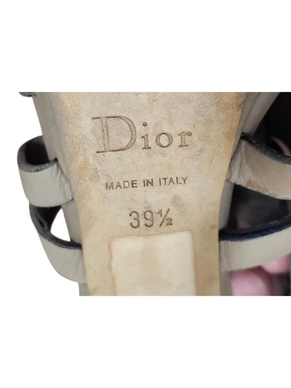 Christian Dior Beige Leather Strappy Platform Sandals Heels Slingback Italy 39.5